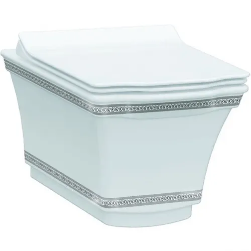 Унитаз подвесной Boheme Hermitage Chrome 951-CR безободковый, хром/белый