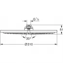 Верхний душ Hansgrohe Raindance S 180 Air 1jet, потолочное подсоединение 100 мм, ½’ 27478000