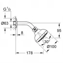 Верхний душ 100 мм Grohe New Tempesta 26088001