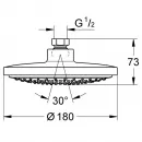 Верхний душ Hansgrohe Raindance S 300 Air 1jet, держатель 450 мм, ½’ 27492000
