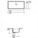 Раковина 75x34 см Kerasan Slim 022501